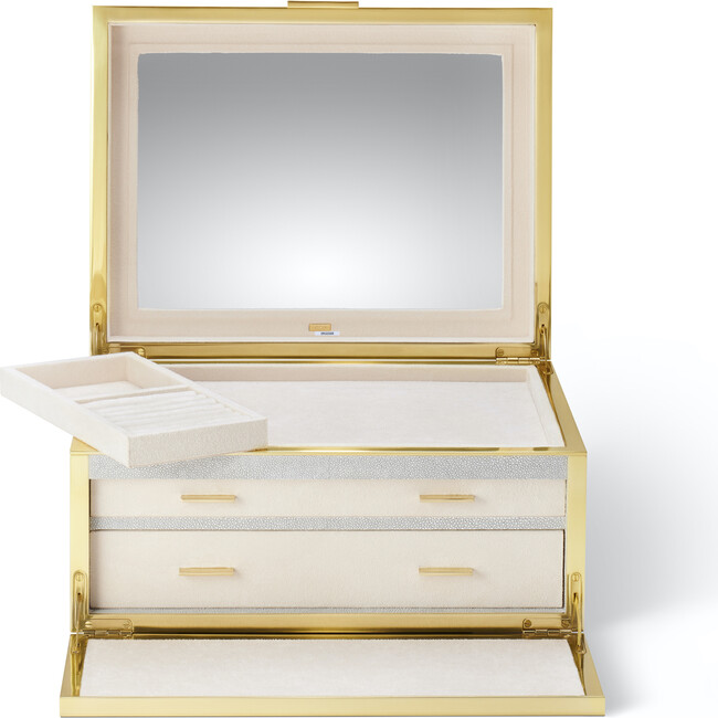 Luxe Shagreen Jewelry Box, Dove