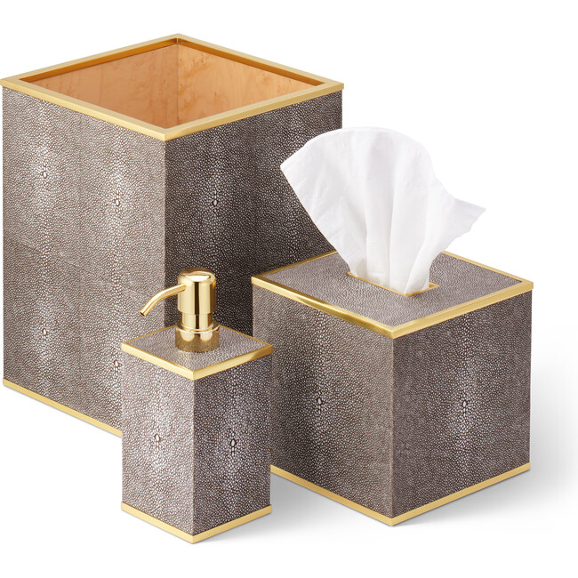 Classic Shagreen Waste Basket, Chocolate - Accents - 3