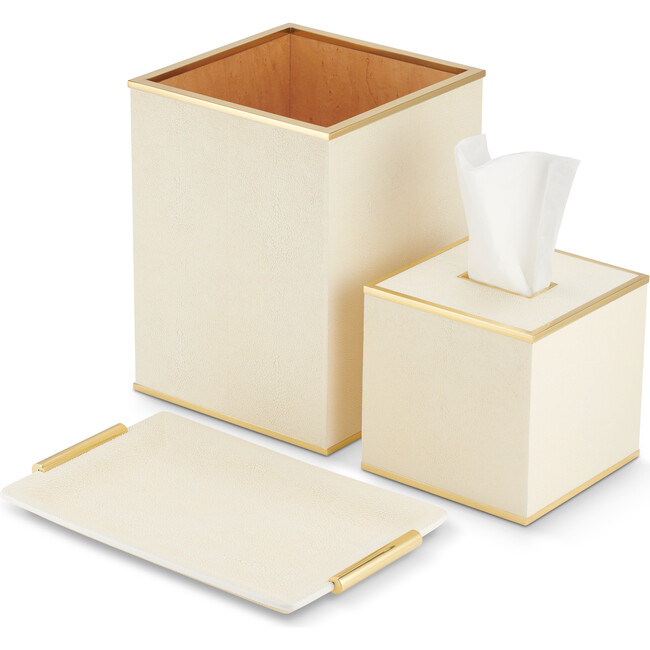 Classic Shagreen Tissue Box Cover, Cream - Accents - 5