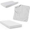 3 Piece Organic Knit Nursery Bedding Set, Desert Mist - Crib Sheets - 1 - thumbnail