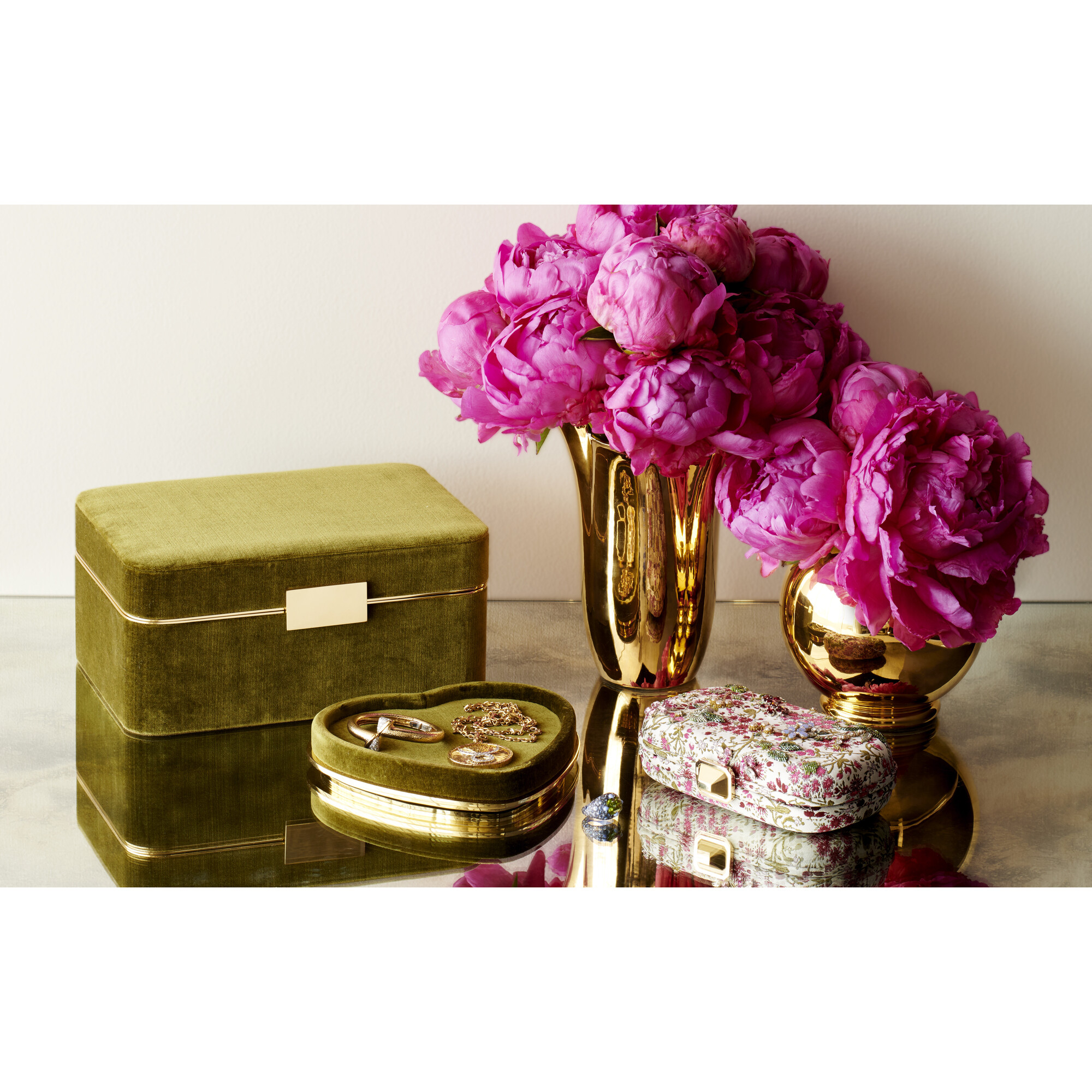 Beauvais Velvet Jewelry Box Moss AERIN Accents Maisonette