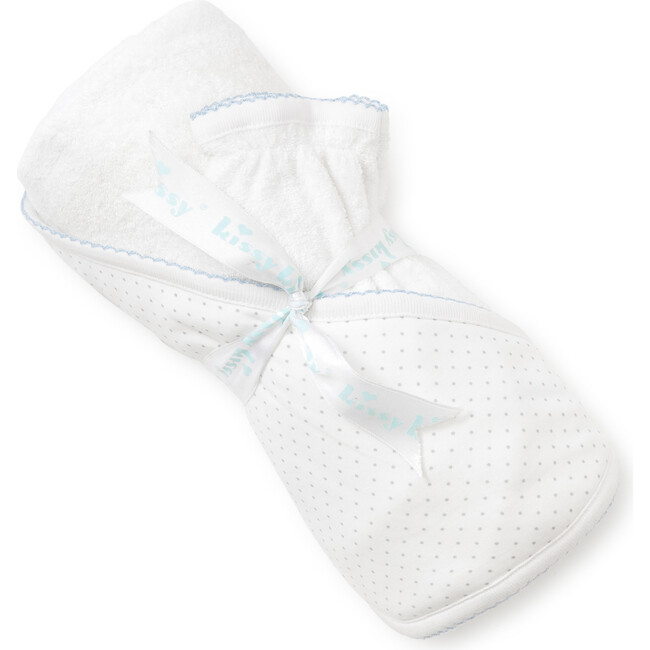 New Dots Towel & Mitt Set, White/Blue