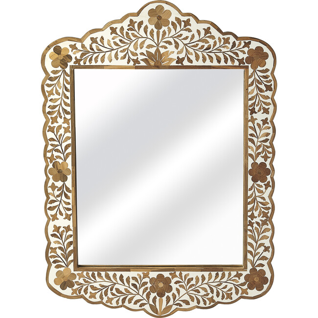 Vivienne Inlay Wall Mirror, Wood & Bone