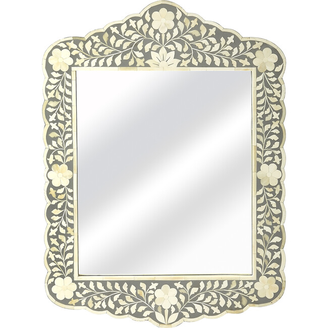 Vivienne Inlay Wall Mirror, Grey & Bone