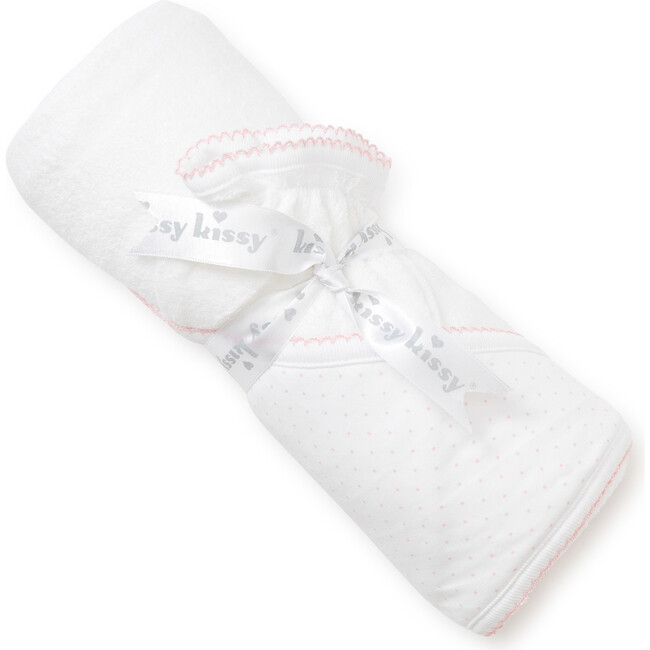 New Dots Towel & Mitt Set, White/Pink - Towels - 1