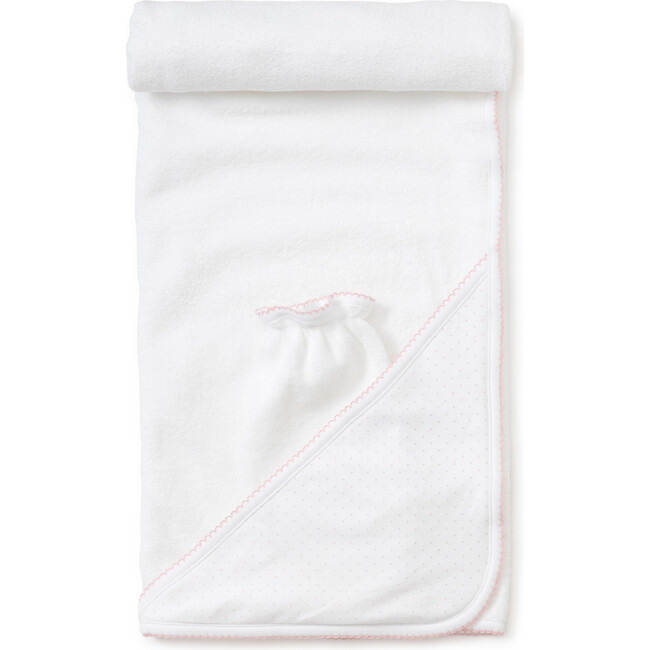 New Dots Towel & Mitt Set, White/Pink - Towels - 2