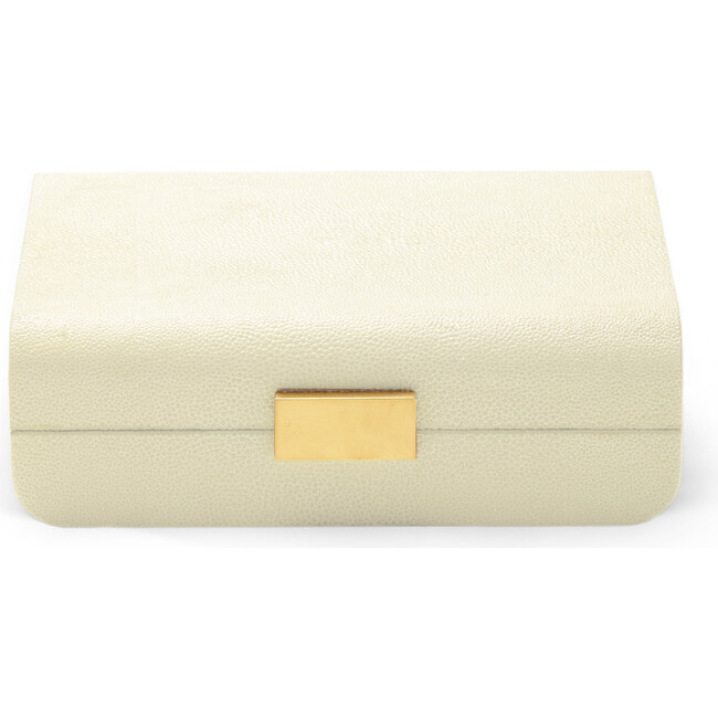 Modern Shagreen Small Jewelry Box, Cream