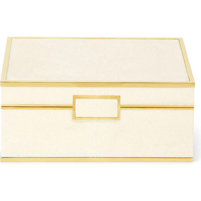 Classic Shagreen Small Jewelry Box, Cream - Accents - 1