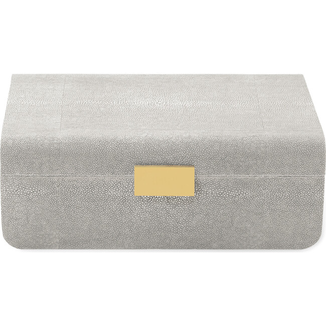 Modern Shagreen Large Jewelry Box, Dove - Accents - 1