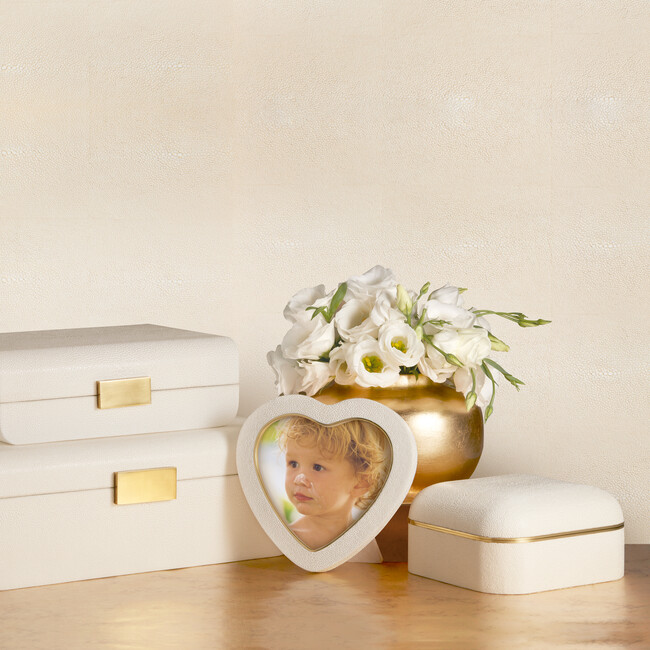 Modern Shagreen Small Jewelry Box, Cream - Accents - 2