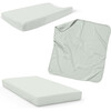 3 Piece Organic Knit Nursery Bedding Set, Succulent - Crib Sheets - 1 - thumbnail