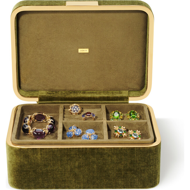 Beauvais Velvet Jewelry Box, Moss - Accents - 5