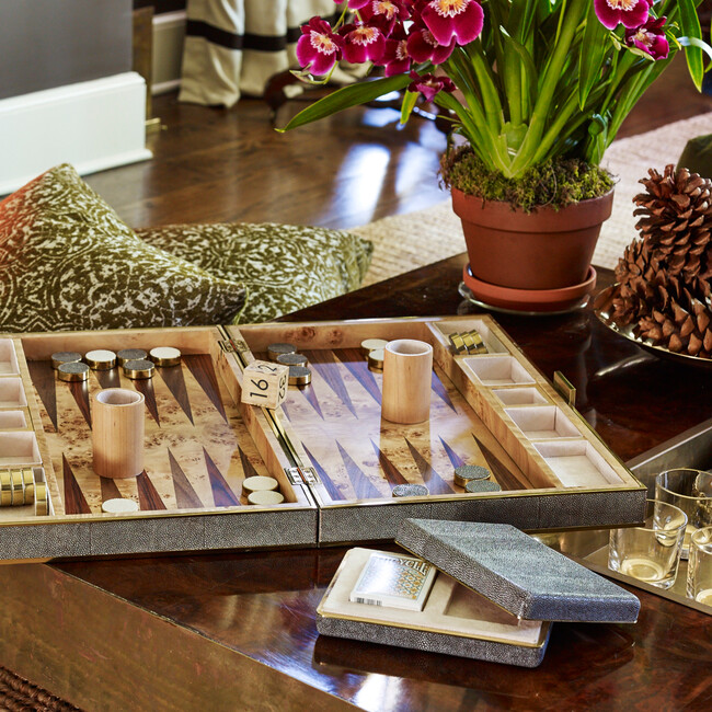 Shagreen Card Case, Chocolate - Accents - 3