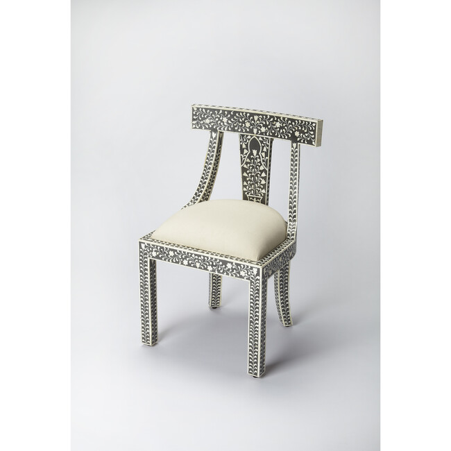 Victorian Garden Accent Chair, Black & Bone Inlay - Accent Seating - 4