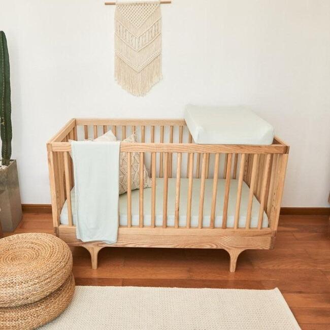 3 Piece Organic Knit Nursery Bedding Set, Succulent - Crib Sheets - 6