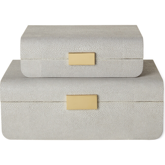 Modern Shagreen Large Jewelry Box, Dove - Accents - 4