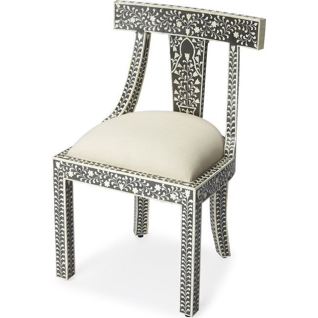 Victorian Garden Accent Chair, Black & Bone Inlay - Accent Seating - 5