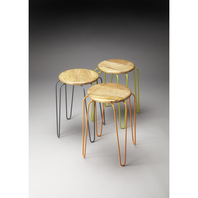 Easton Stackable Stools, Wood & Iron - Accent Seating - 3