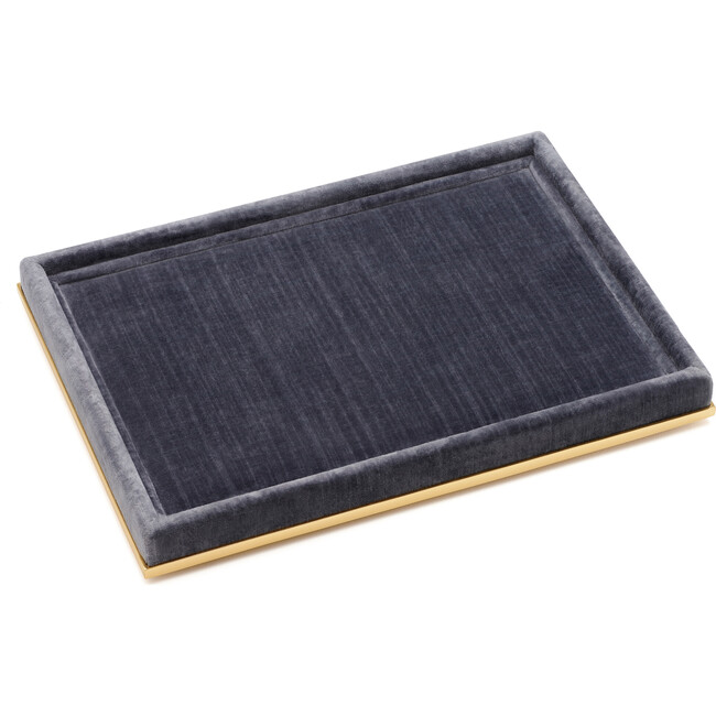 Valentina Velvet Rectangular Tray, Dusk Blue - Accents - 3