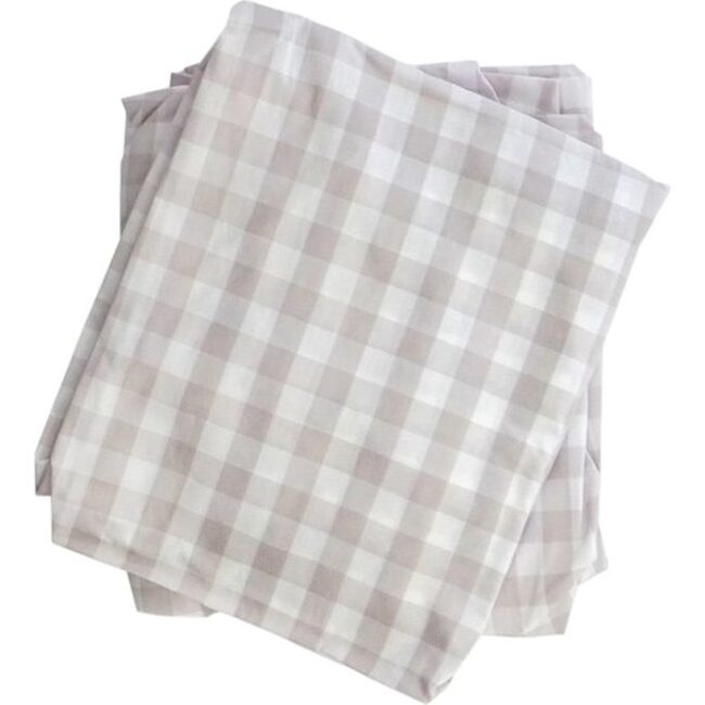 Crib Sheet in Beige Gingham Cotton - Sheets - 1