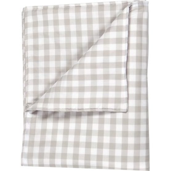 Large Blanket in Beige Gingham Cotton - Blankets - 1