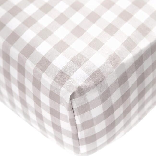 Crib Sheet in Beige Gingham Cotton - Sheets - 2