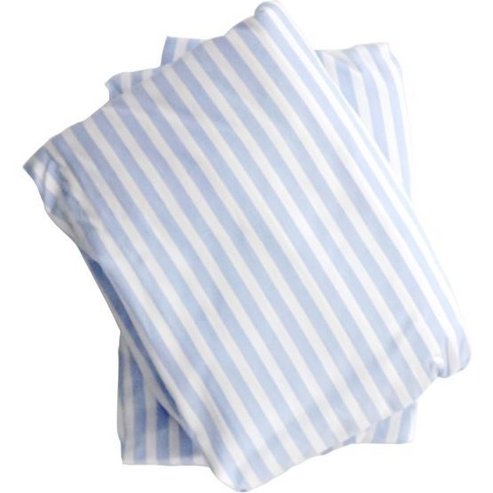 Crib Sheet, Blue & White Striped Cotton - Crib Sheets - 1