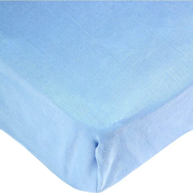 Crib Sheet in Blue Linen - Sheets - 2