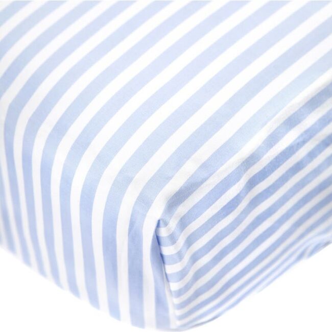 Crib Sheet, Blue & White Striped Cotton - Crib Sheets - 2