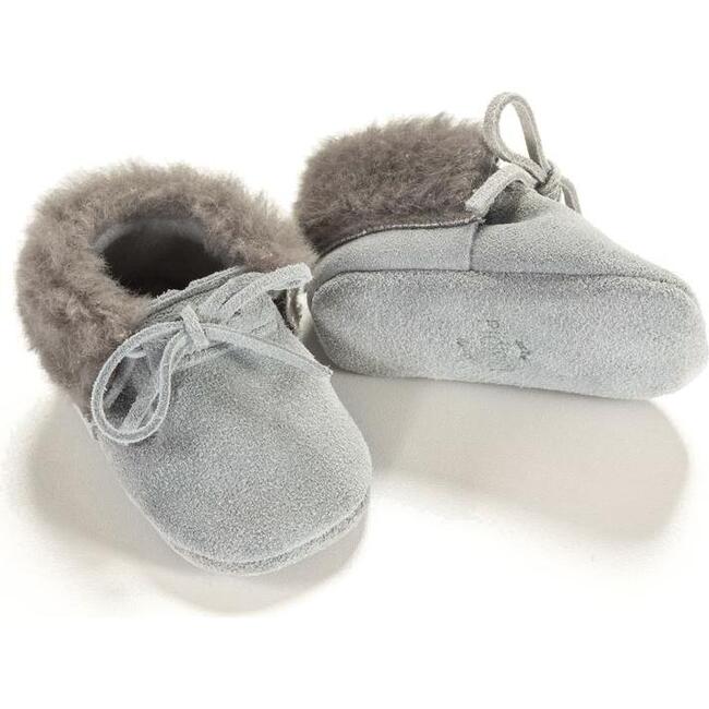 Shearling Moccasins, Gray - Loafers - 1