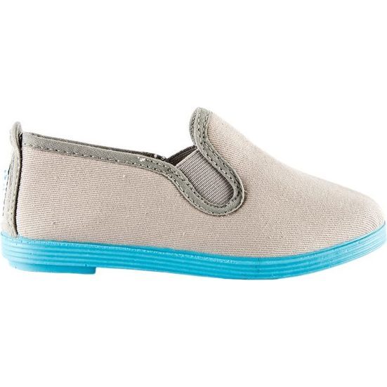 Canvas Slip-On Color Sole, Grey/Turquoise