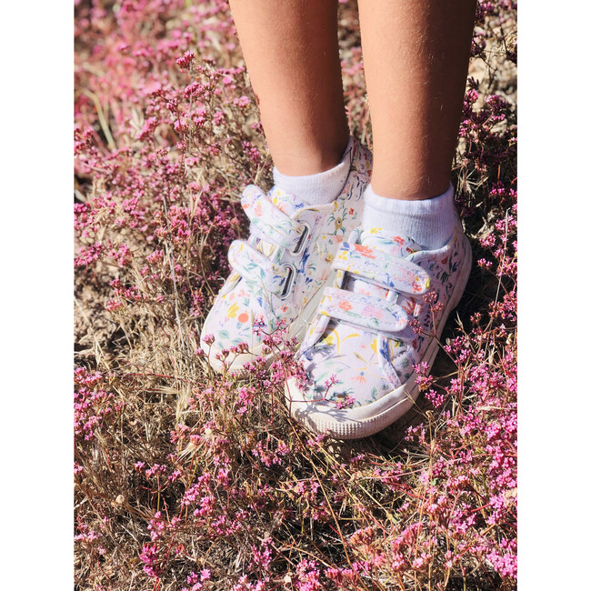 *Exclusive* Canvas Velcro Sneaker, Flowers & Rabbits - Sneakers - 3