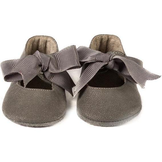Metallic Bow Moccasins, Gray - Loafers - 2