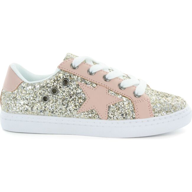 Mia Star Lace Sneaker, Gold Glitter & Pink - Sneakers - 1