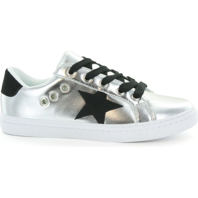 Mia Star Lace Sneaker, Silver & Black - Sneakers - 1