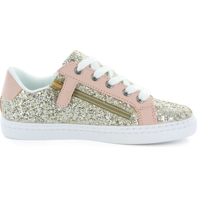 Mia Star Lace Sneaker, Gold Glitter & Pink