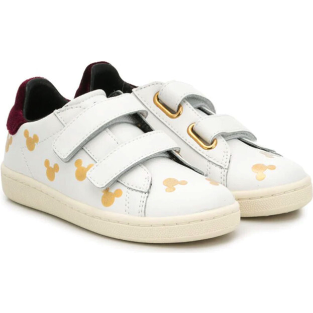 Mickey Sneakers, White & Gold