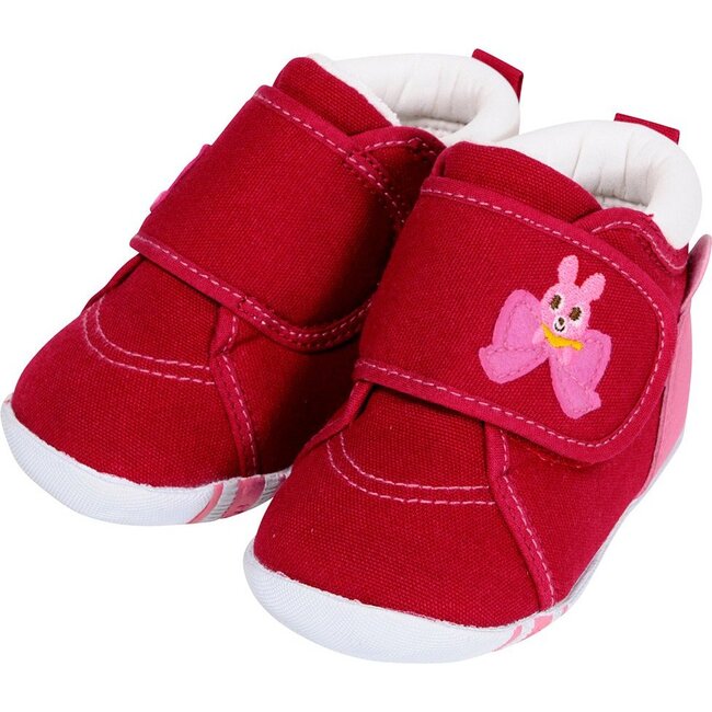 Smiley Bunny First Walking Shoes, Red