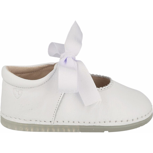 Malaga Mary Jane with Grosgrain Bow, White
