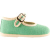 Linen Mary Jane, Green - Mary Janes - 1 - thumbnail