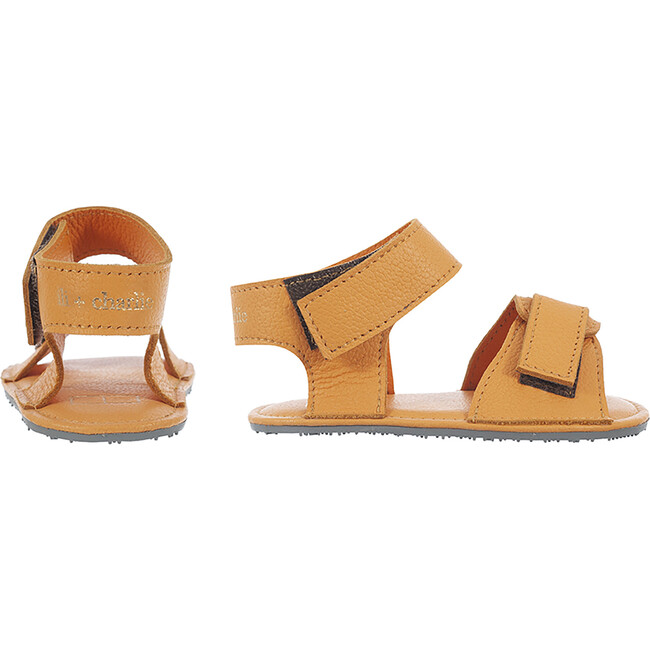 Sporty Velcro Strap Sandals, Yellow - Sandals - 1