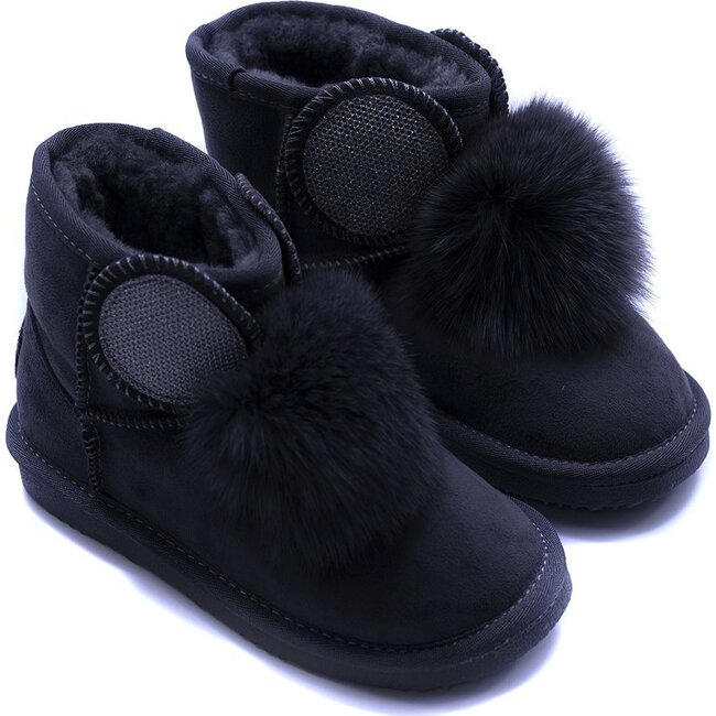 Shearling Boots, Black - Boots - 1