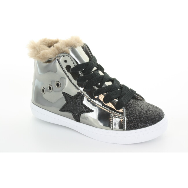 Fay's Faux Fur Star Lace High Top, Pewter