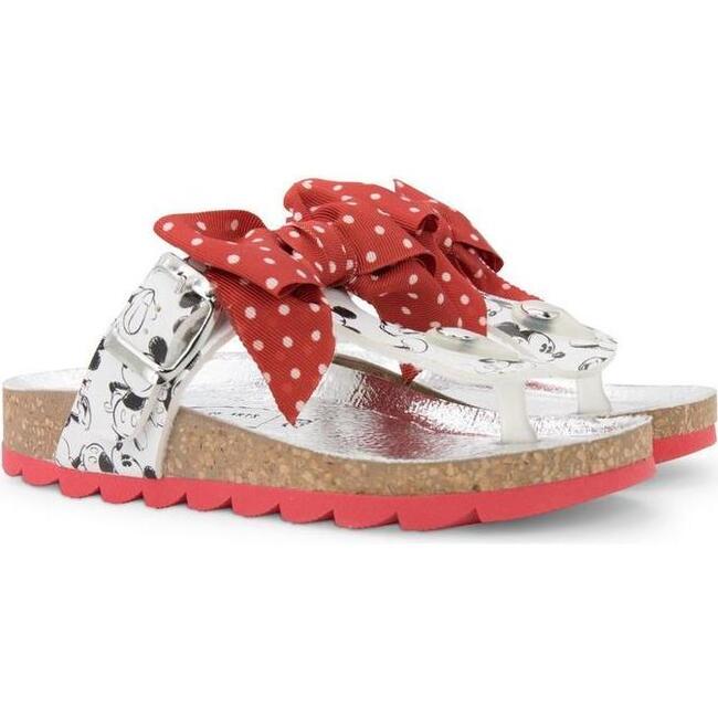 Bow Mickey Mouse Print Sandals, Red - Sandals - 1