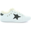 Ava's Faux Fur Star Lace Sneaker, White - Sneakers - 1 - thumbnail