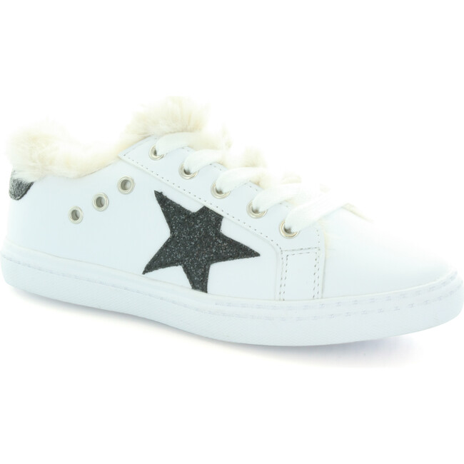 Ava's Faux Fur Star Lace Sneaker, White
