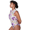 Women's Bella Sleeveless Ruffle One Piece Swimsuit, Honey Plum - One Pieces - 2
