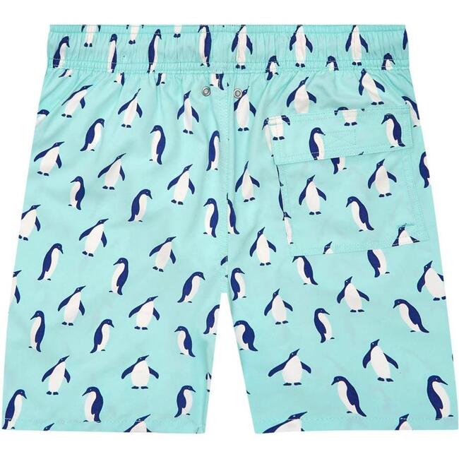 Men's Penguin Swim Trunk,  Soft Blue - Swim Trunks - 2