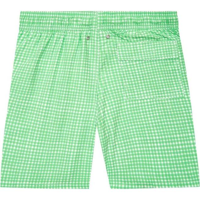 Men's Gingham Swim Trunk,  Green - Swim Trunks - 2