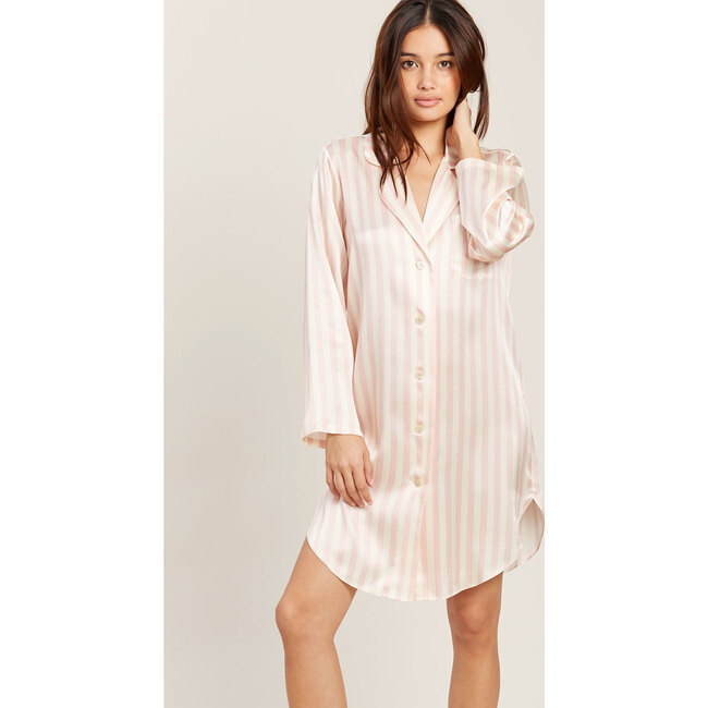 Women's Jillian Night Shirt, Petal & Cream - Pajamas - 4